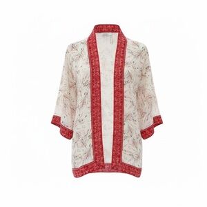 Max Studio Kimono Floral Satin Top Open Front